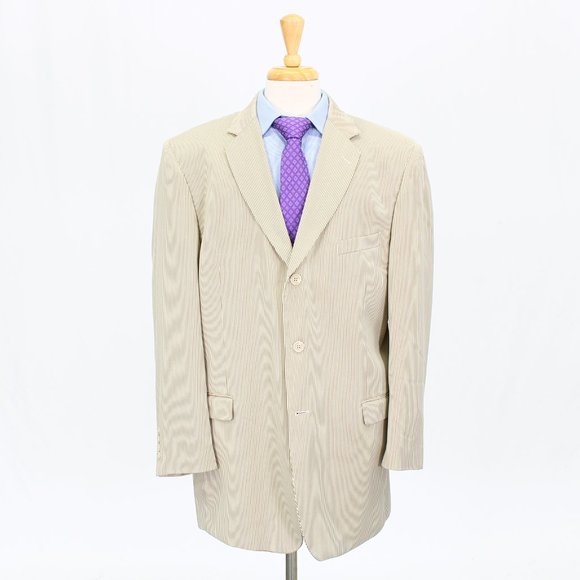 Lineage 46L 36x30 Beige Striped 3-Button Suit R315 - Picture 6 of 15